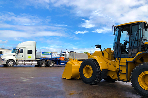 loader and truck